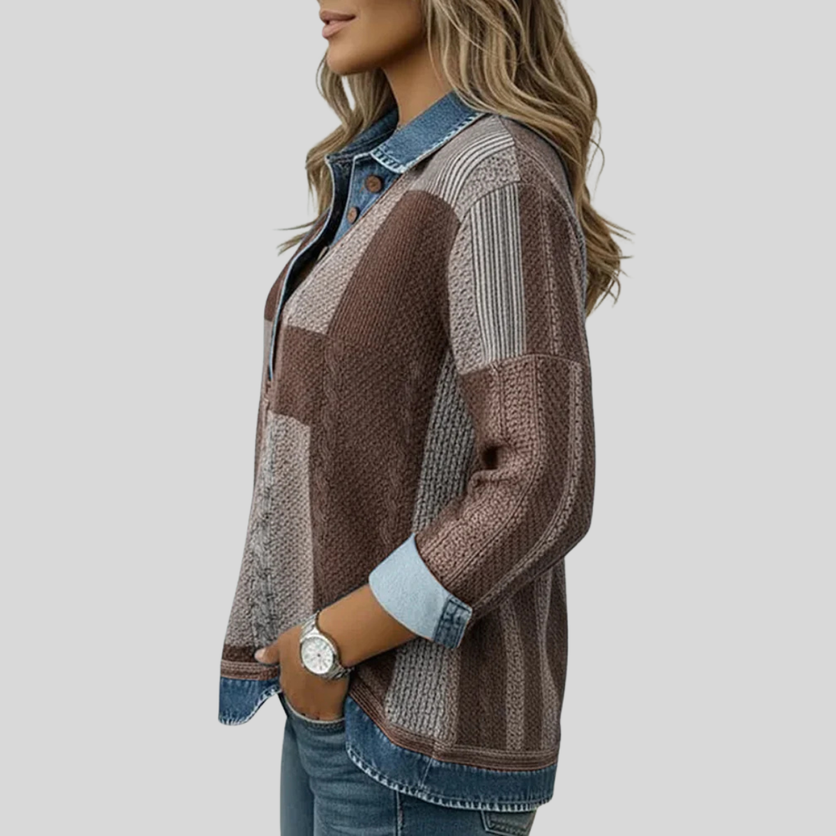 TIZIANA™ | Felpa Color Block con Abbottonatura