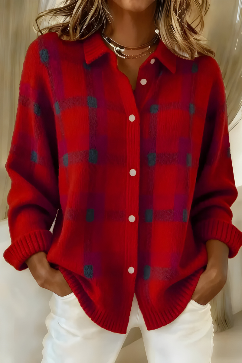 CANDIDA™ | Cardigan a Quadri con Bottoni