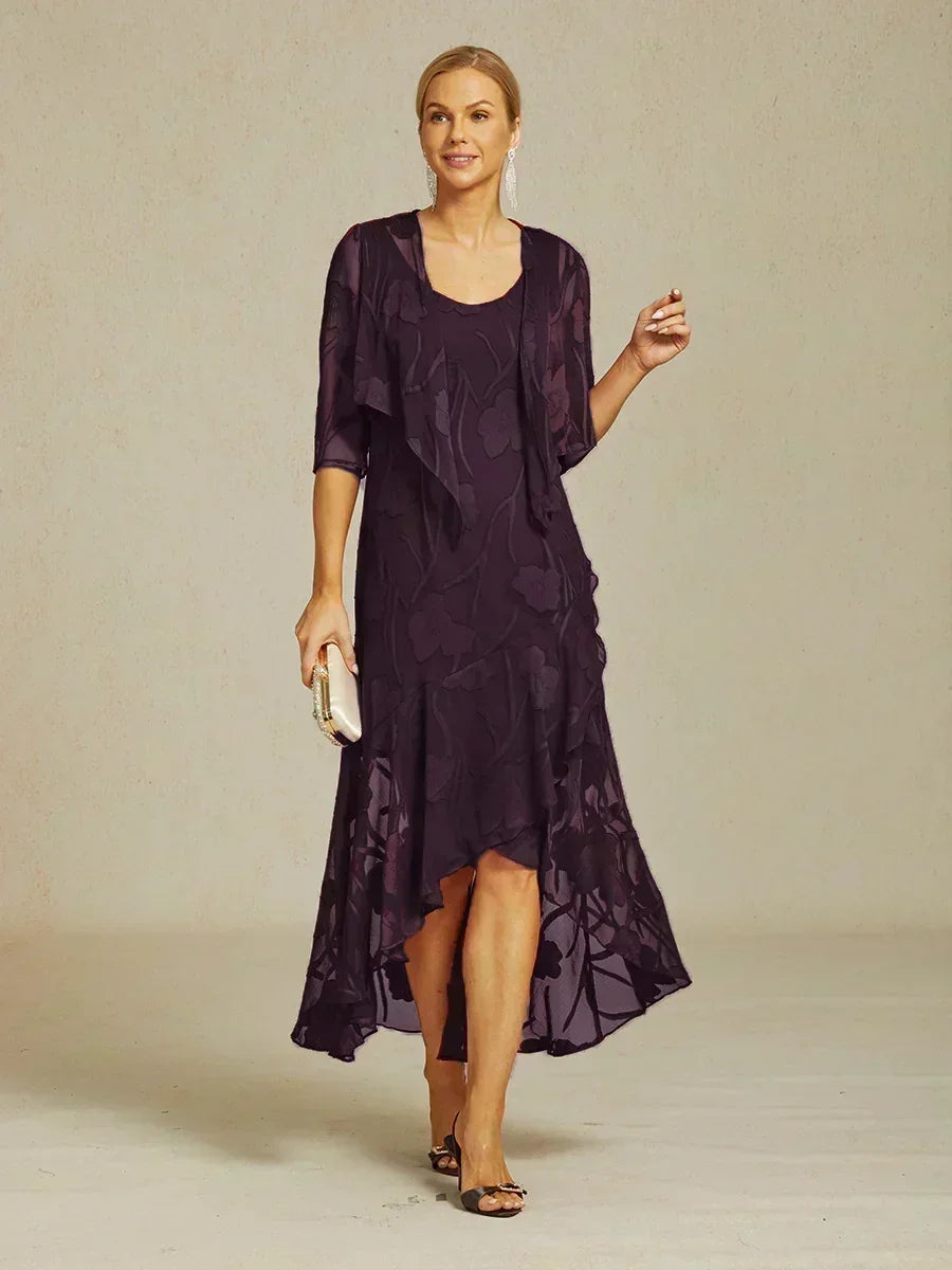 Coprispalle floreale trasparente in chiffon a 3/4 di manica