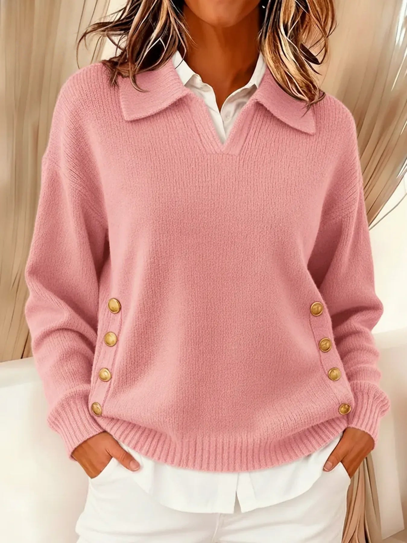 VITTORIA™ | Maglione Polo con Bottoni Dorati