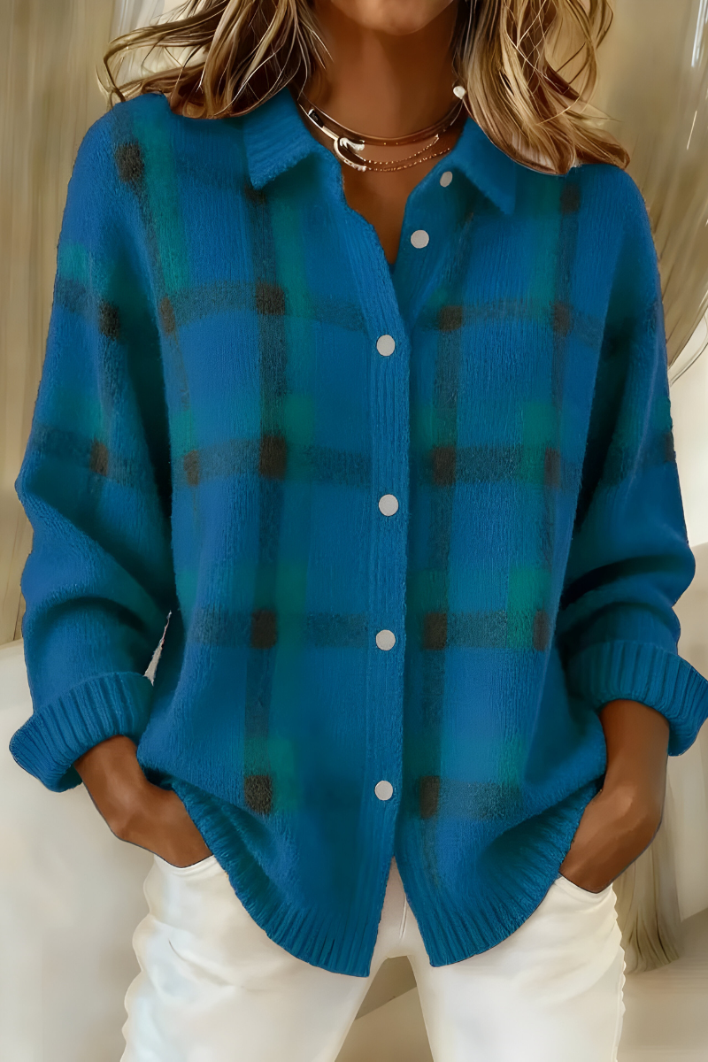 CANDIDA™ | Cardigan a Quadri con Bottoni
