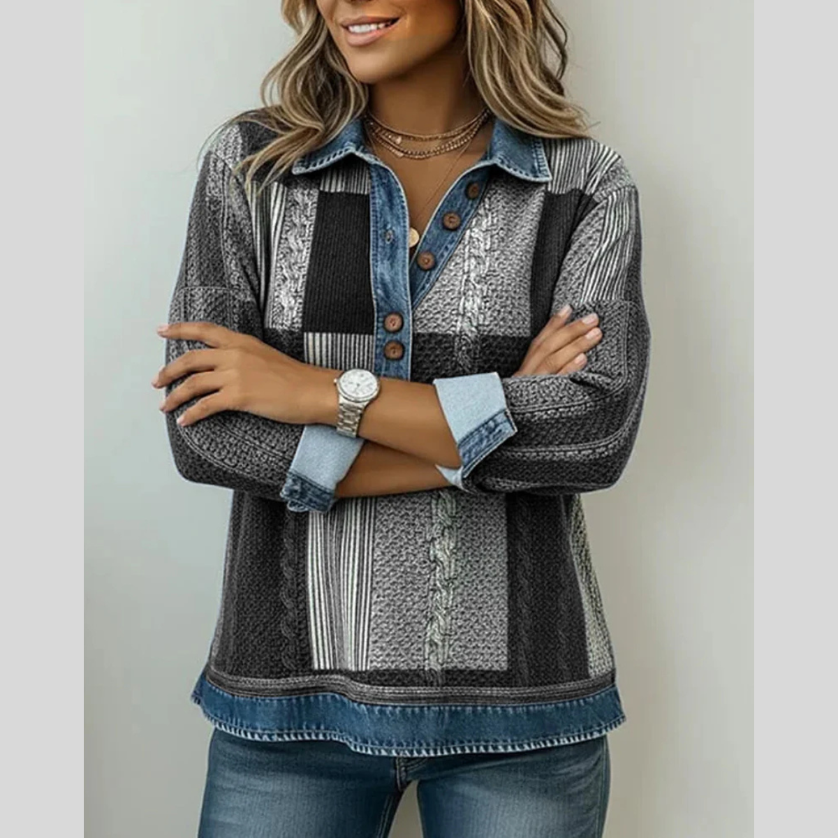 IOLANDA™ | Maglione Patchwork Effetto Denim