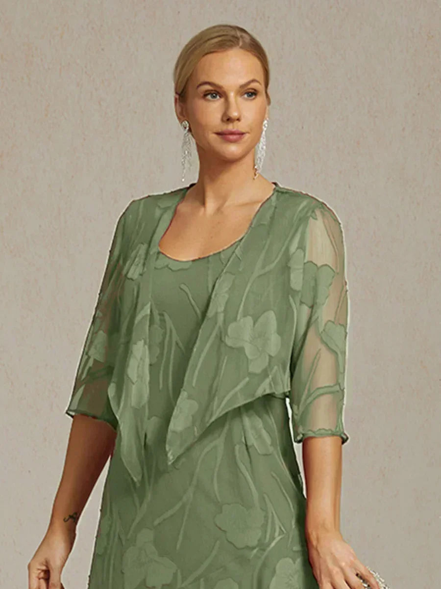 Coprispalle floreale trasparente in chiffon a 3/4 di manica