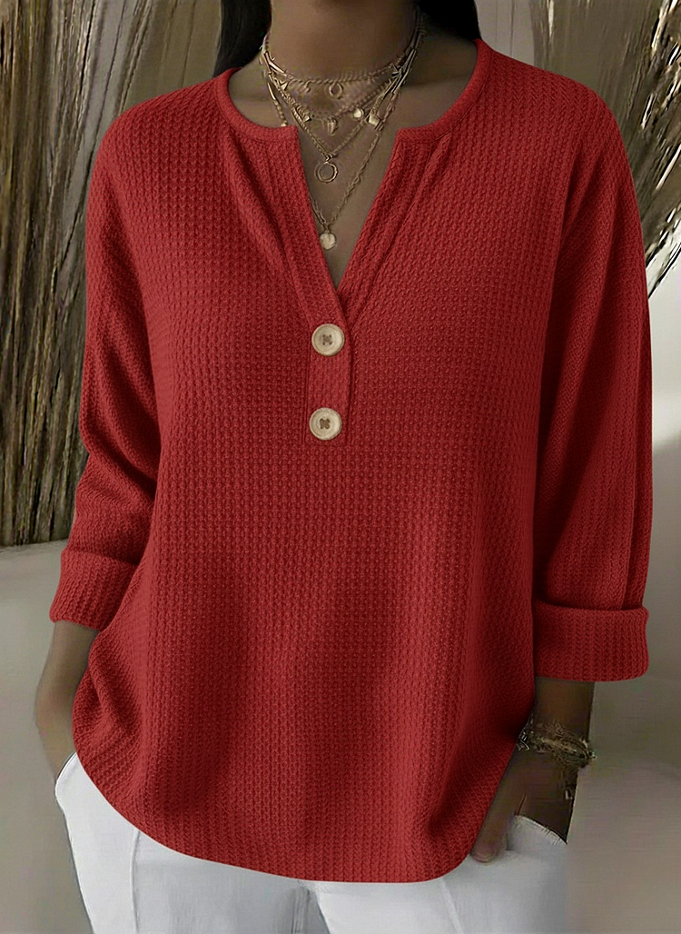 LUCIANA™ | Maglia Goffrata con Bottoni
