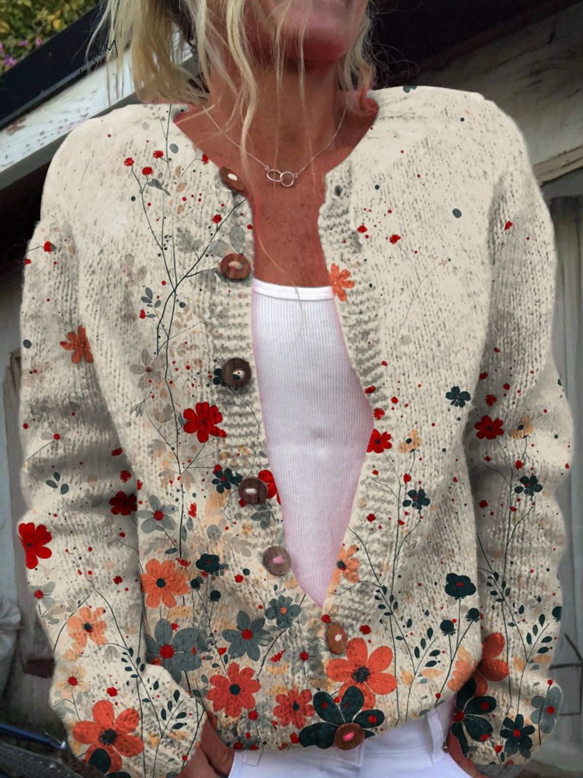 EMILIA™ | Cardigan Floreale in Maglia Morbida