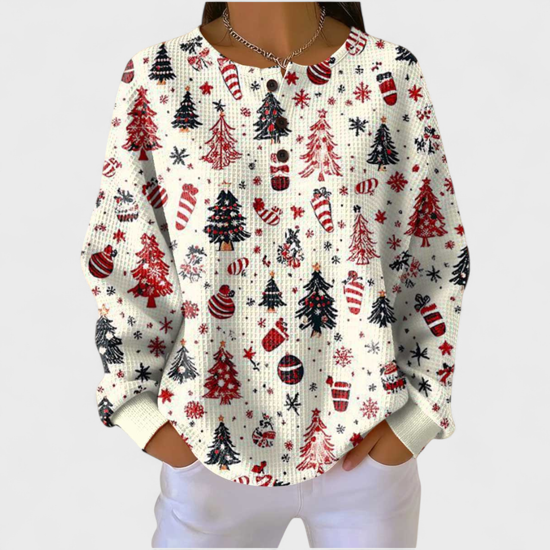 ADALGISA™ | Maglione Crema con Abete di Natale