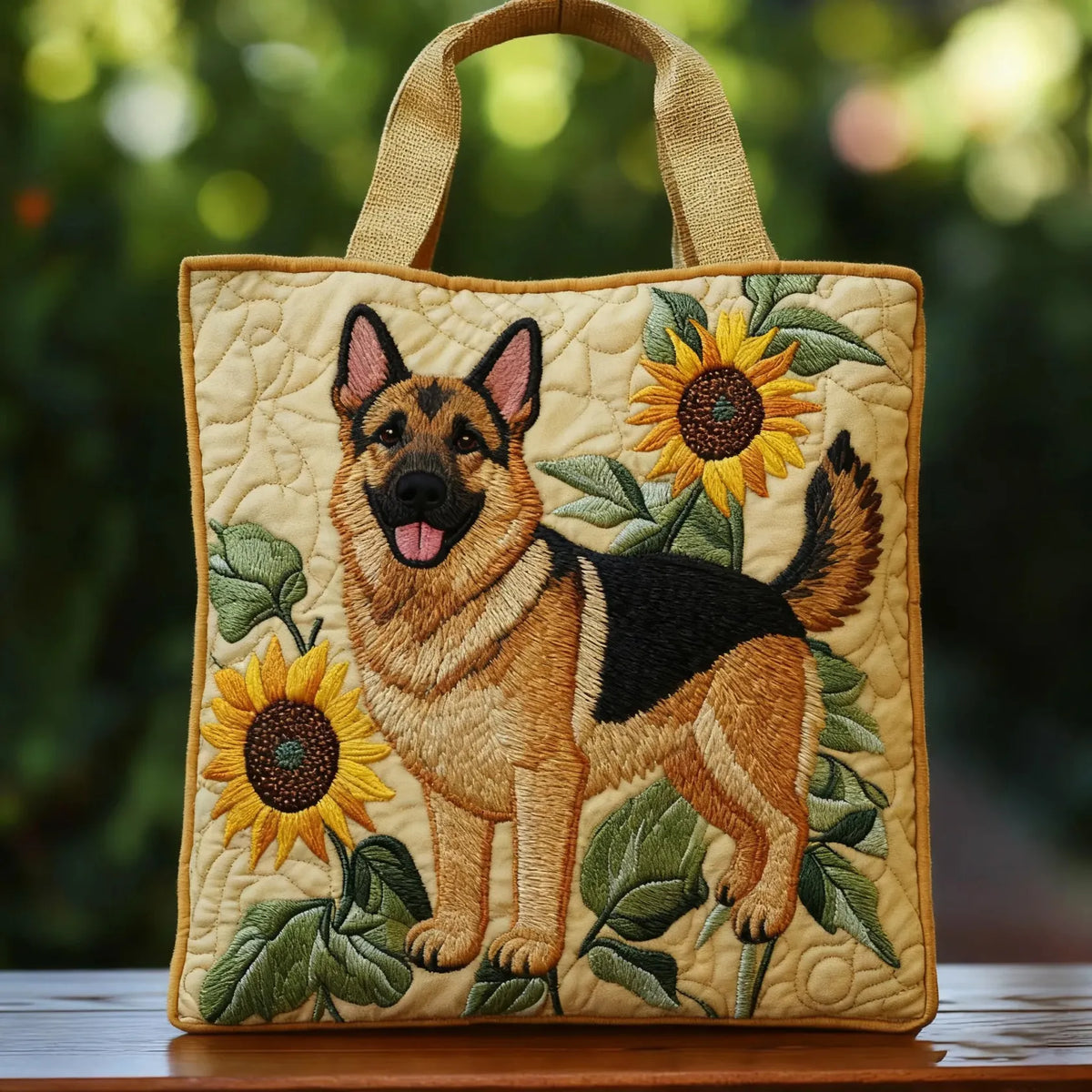 Borsa Artigianale Floreale con Pastore Tedesco