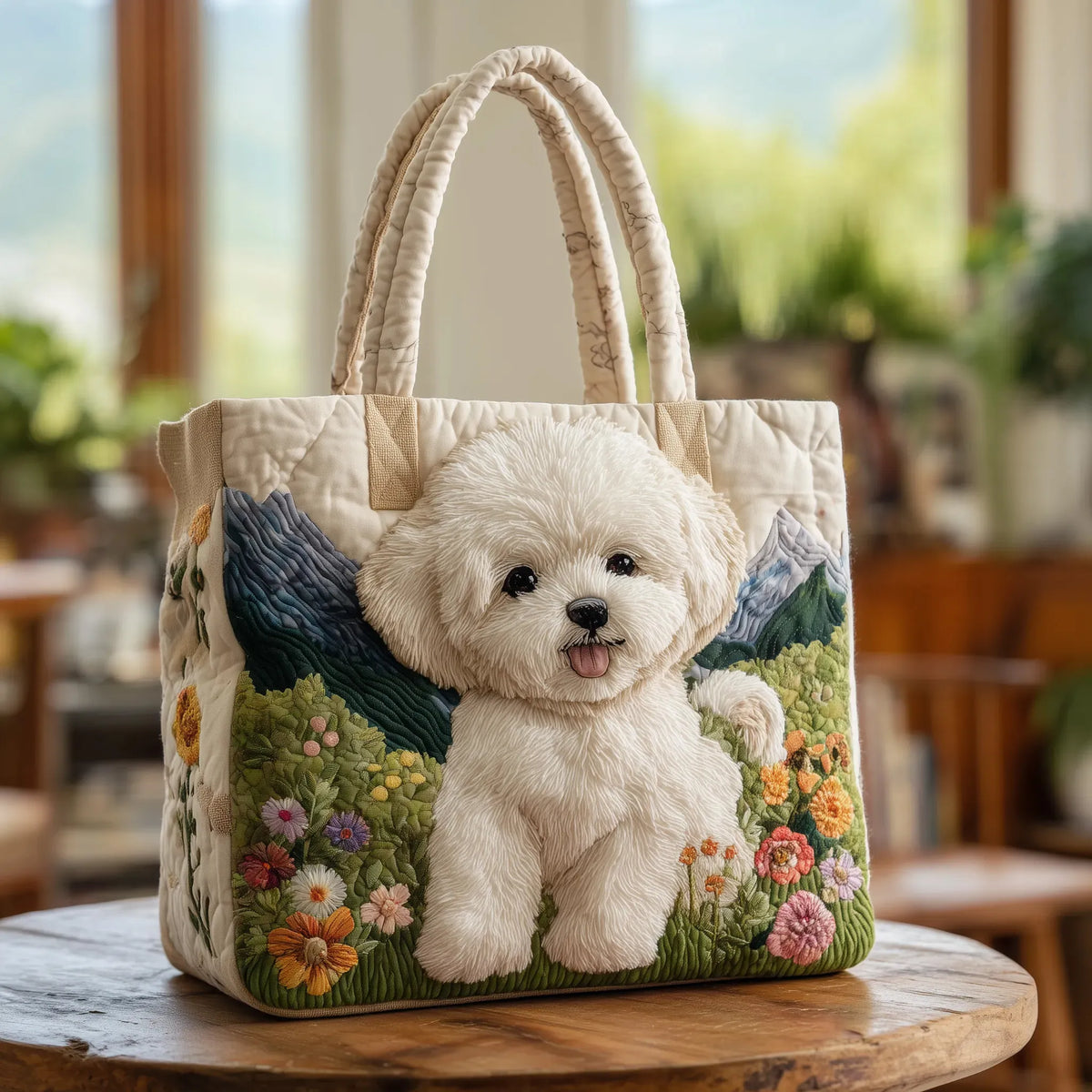 Borsa Artigianale Trapuntata con Cani