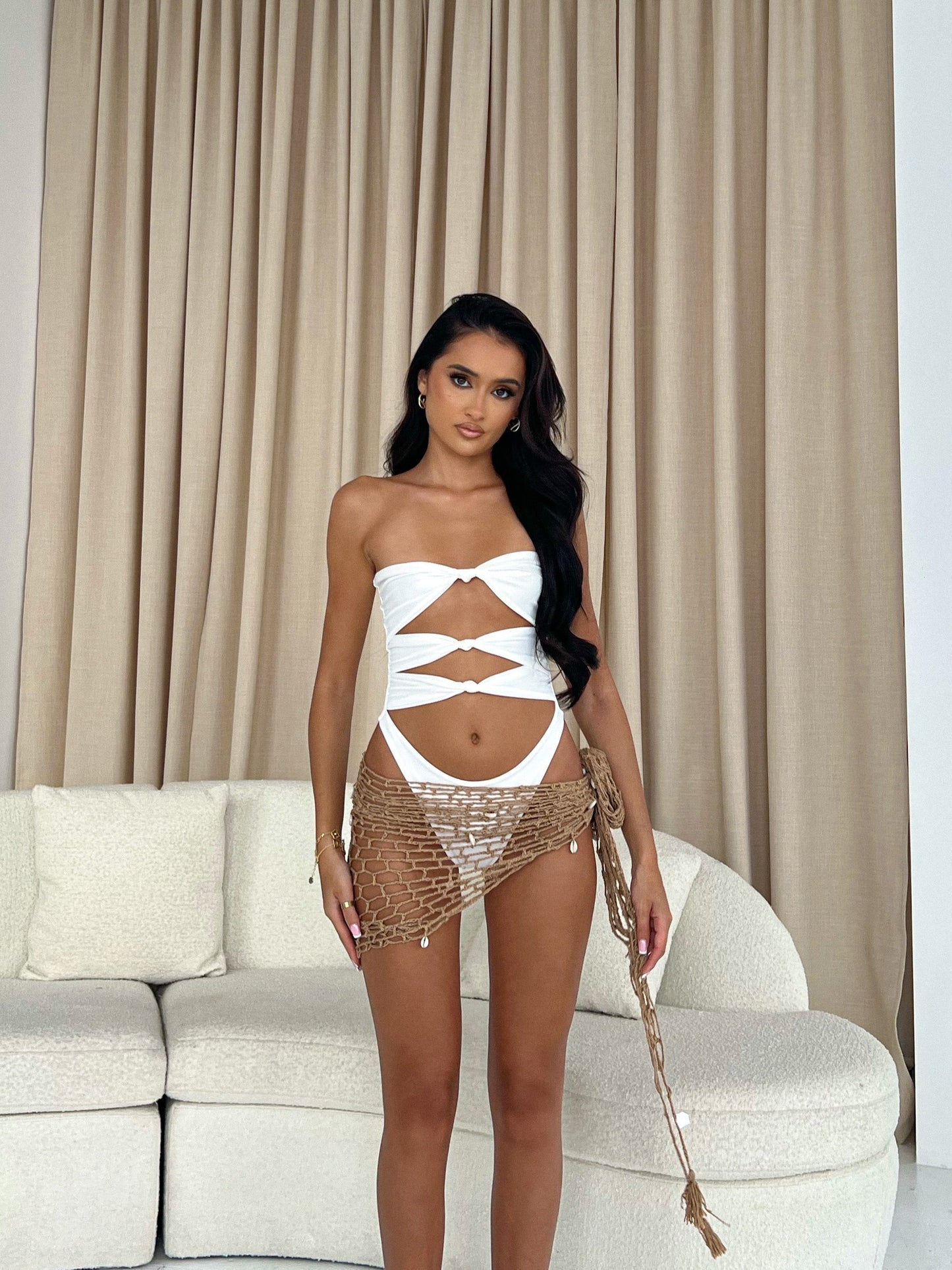 Costume da bagno annodato - bianco