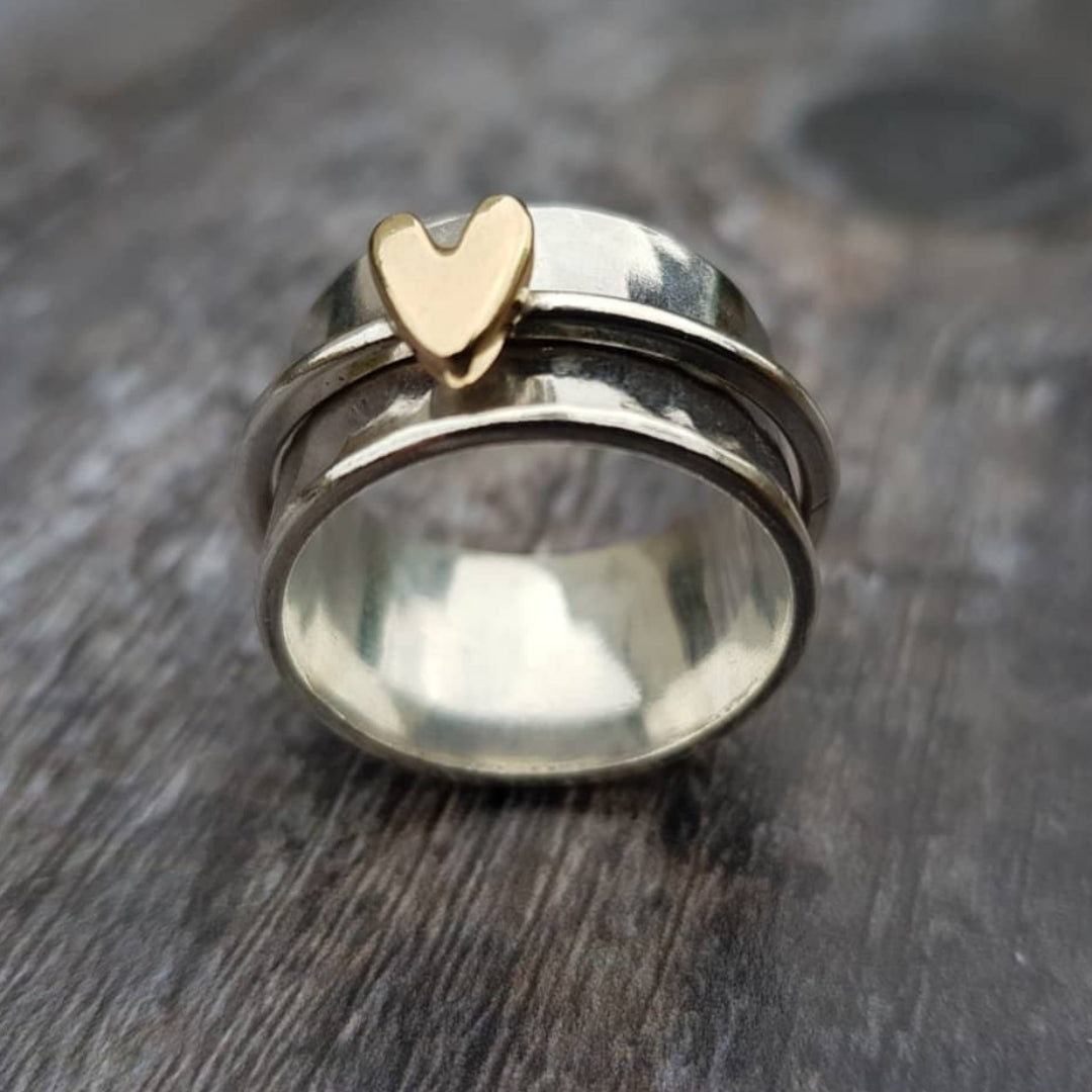 Cornelia | Anello in Argento con Cuore Dorato