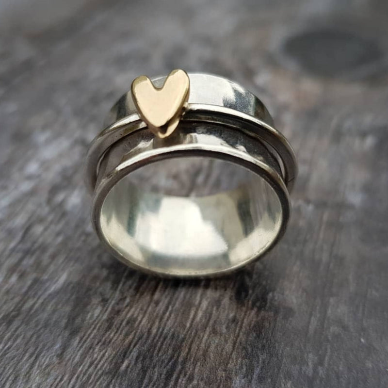 Cornelia | Anello in Argento con Cuore Dorato