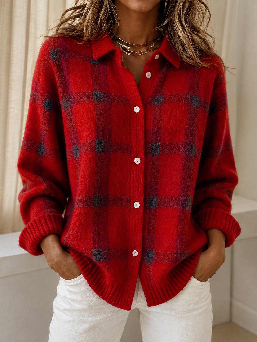 FRANCA™ | Cardigan in Maglia a Quadri