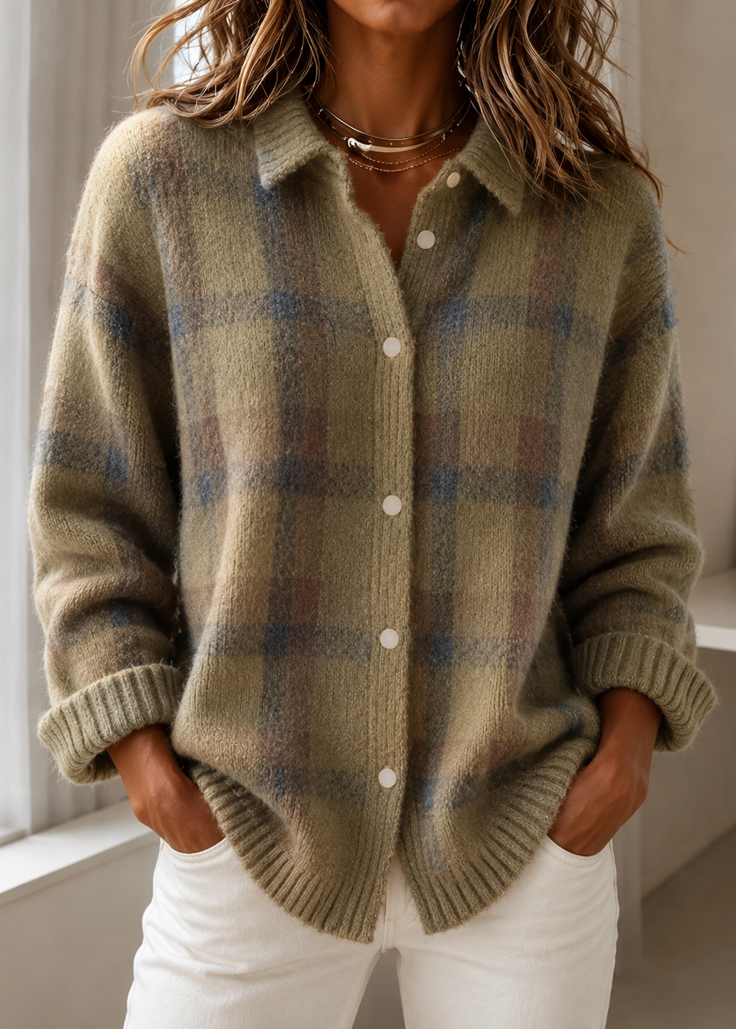 FRANCA™ | Cardigan in Maglia a Quadri