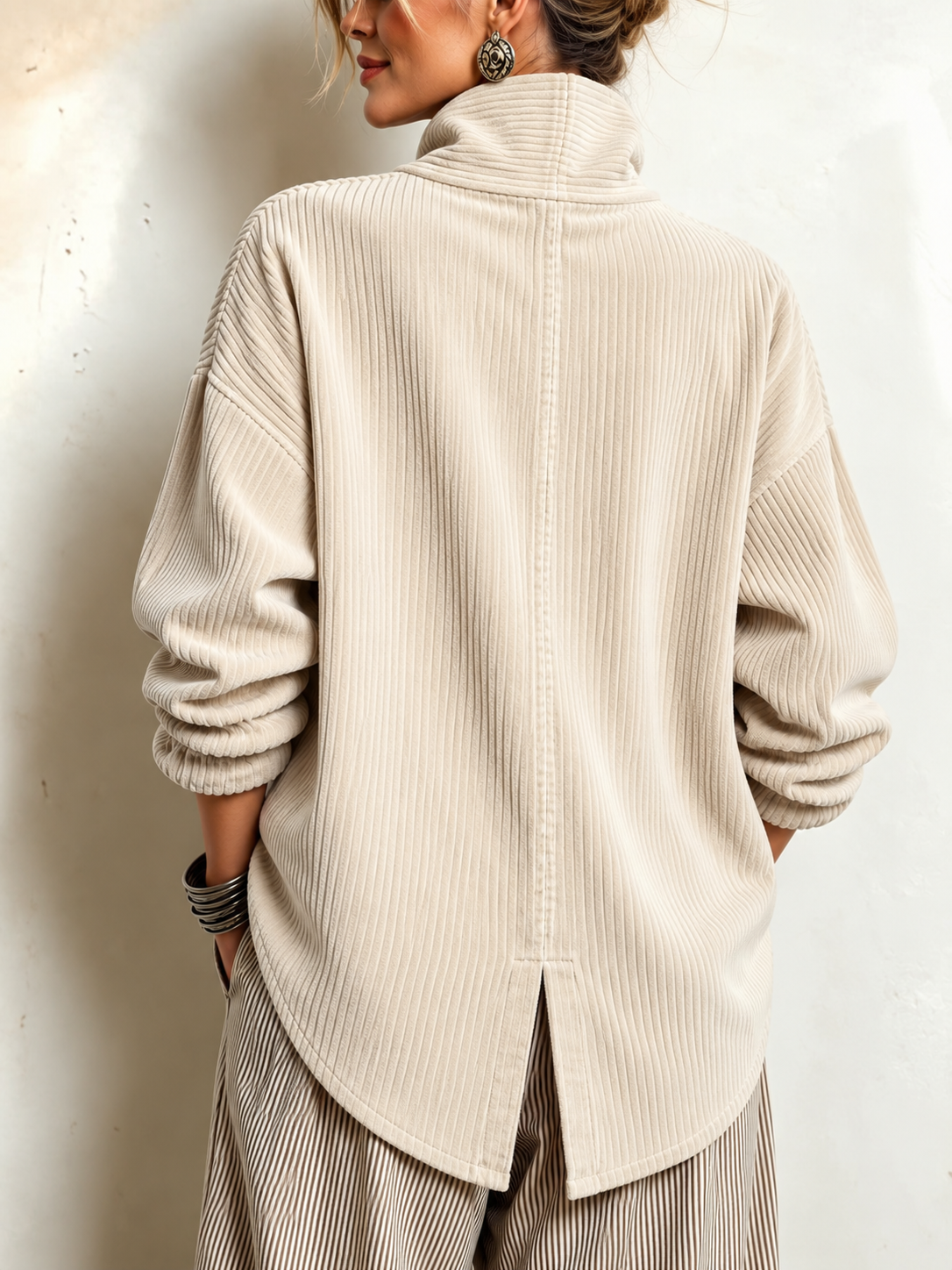 CARLOTTA™ | Camicia in Velluto a Coste con Collo Avvolgente