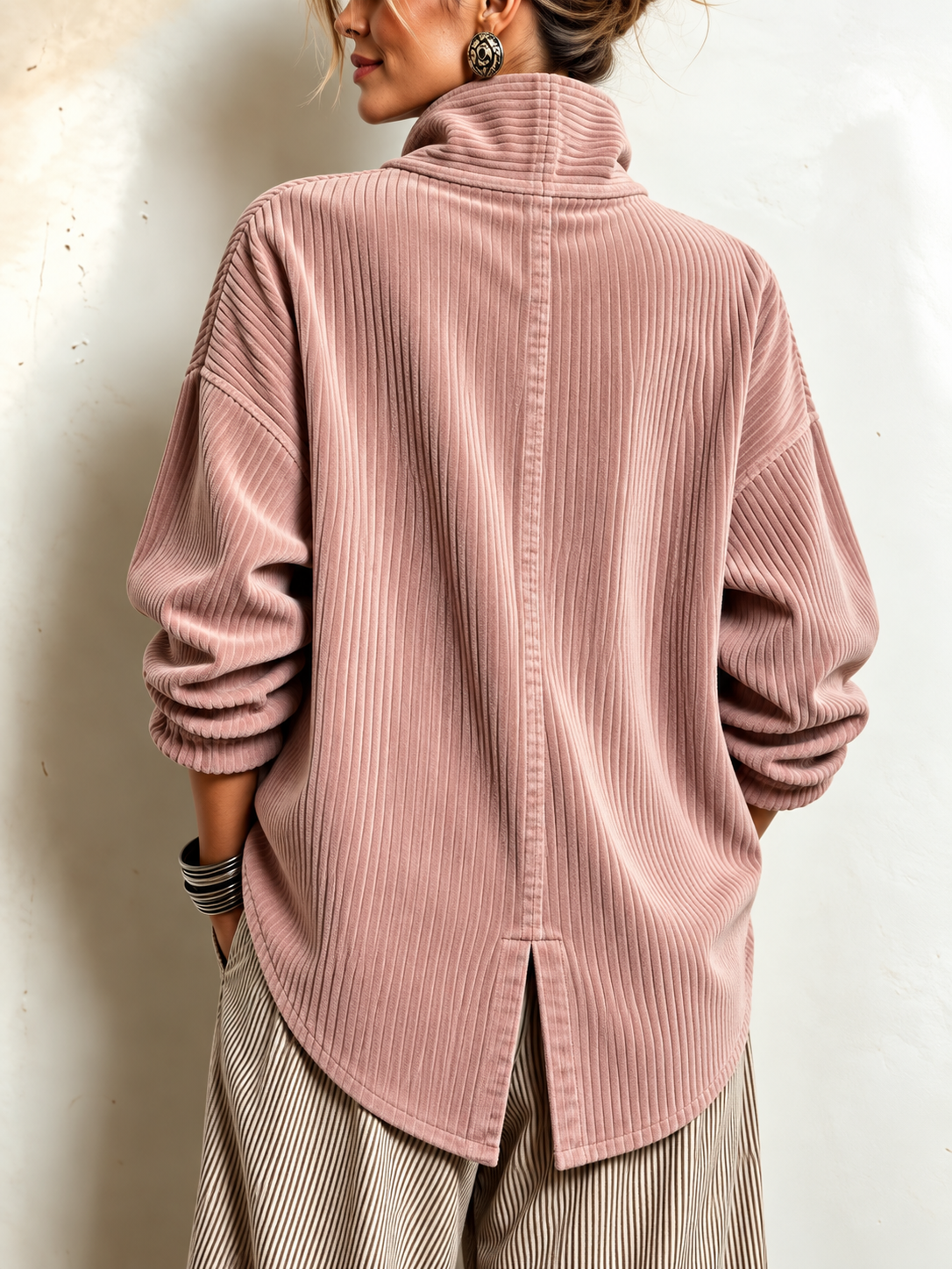 CARLOTTA™ | Camicia in Velluto a Coste con Collo Avvolgente