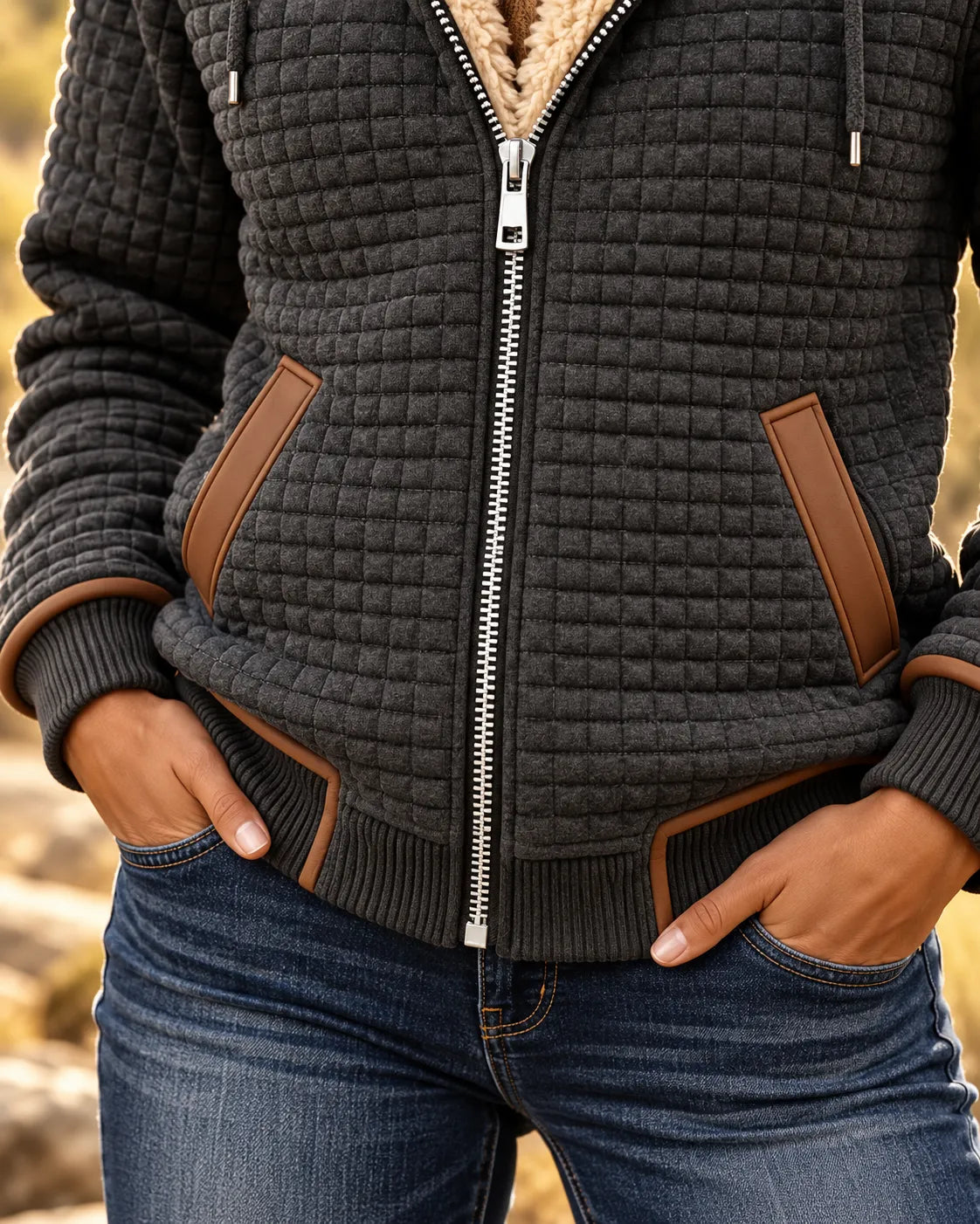 IDA™ | Giacca Trapuntata con Cappuccio Foderato in Sherpa