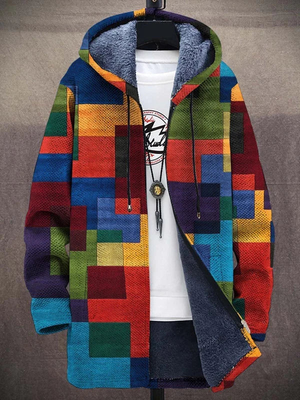 TERESINA™ | Cardigan con Cappuccio Multicolore a Blocchi
