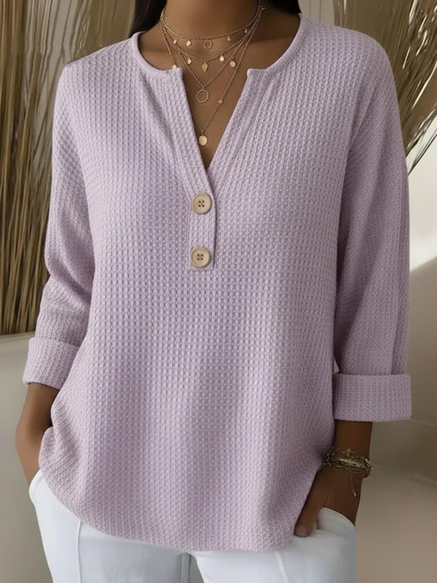 LUCIANA™ | Maglia Goffrata con Bottoni