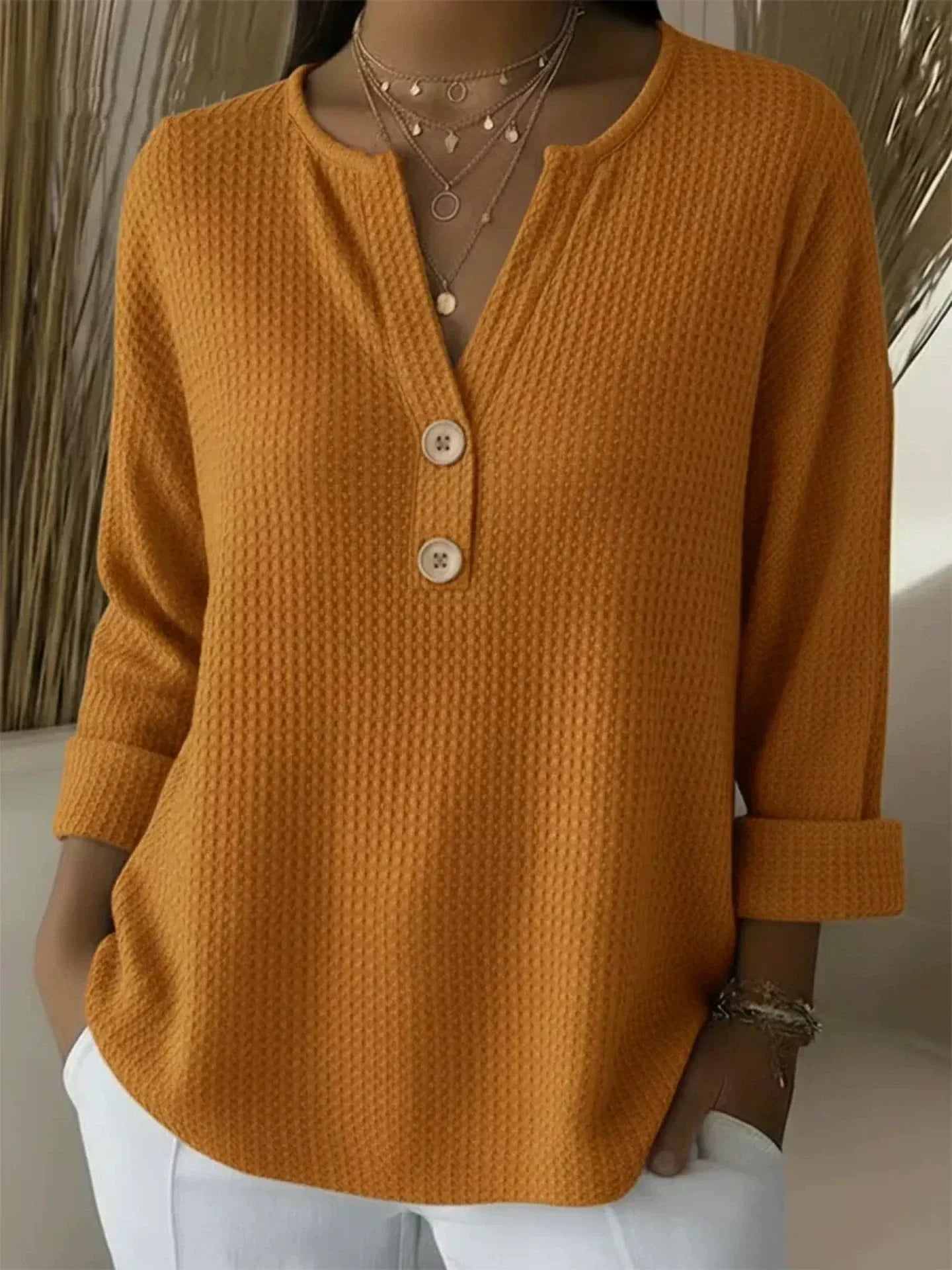 LUCIANA™ | Maglia Goffrata con Bottoni