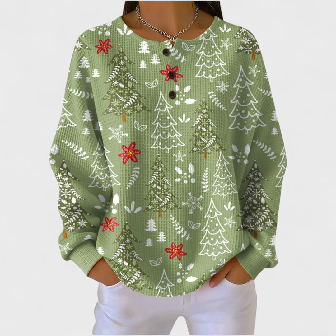 TILDE™ | Maglione Verde con Abete di Natale