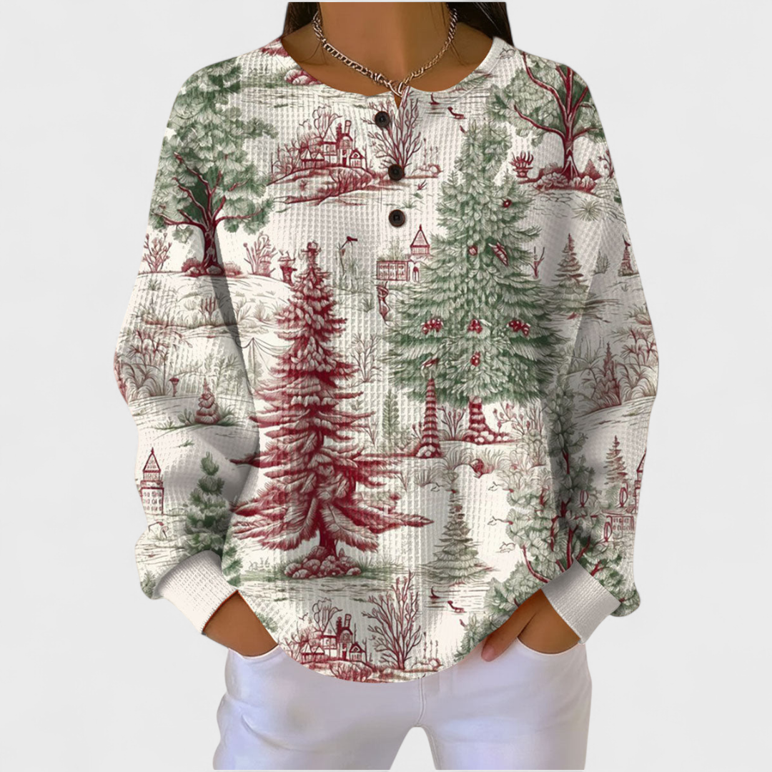 DELIA™ | Maglione Crema con Bosco Invernale