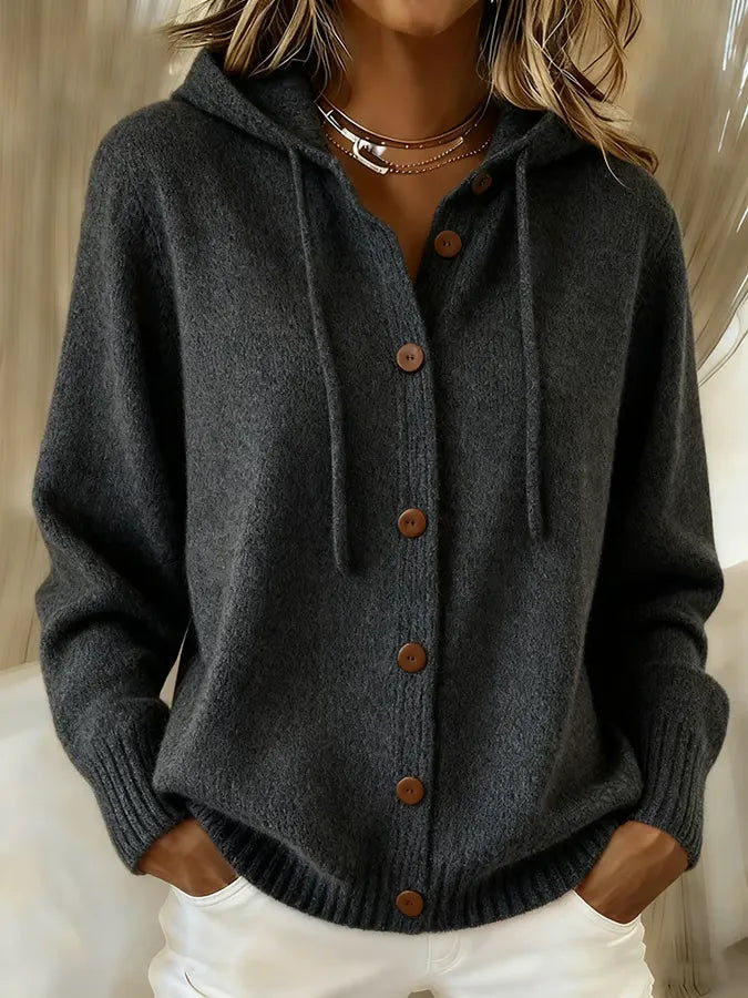 AGNESE™ | Cardigan con Cappuccio e Bottoni