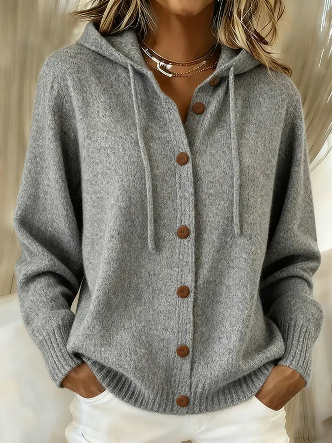 AGNESE™ | Cardigan con Cappuccio e Bottoni