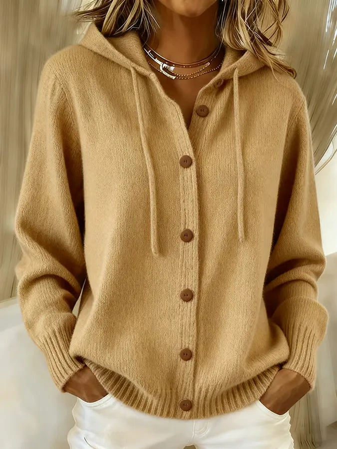 AGNESE™ | Cardigan con Cappuccio e Bottoni