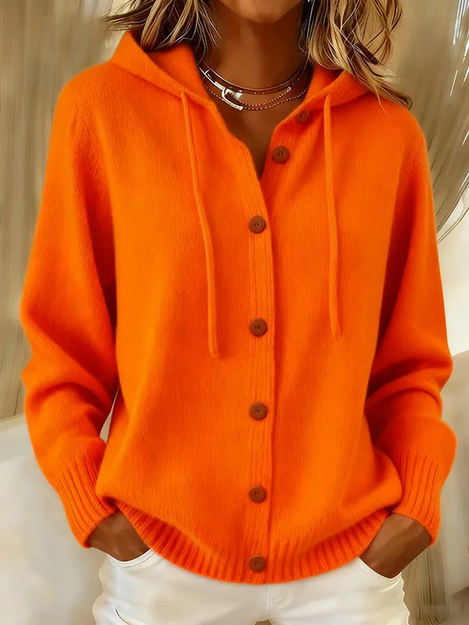 AGNESE™ | Cardigan con Cappuccio e Bottoni