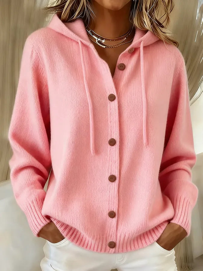 AGNESE™ | Cardigan con Cappuccio e Bottoni