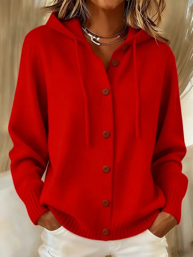 AGNESE™ | Cardigan con Cappuccio e Bottoni