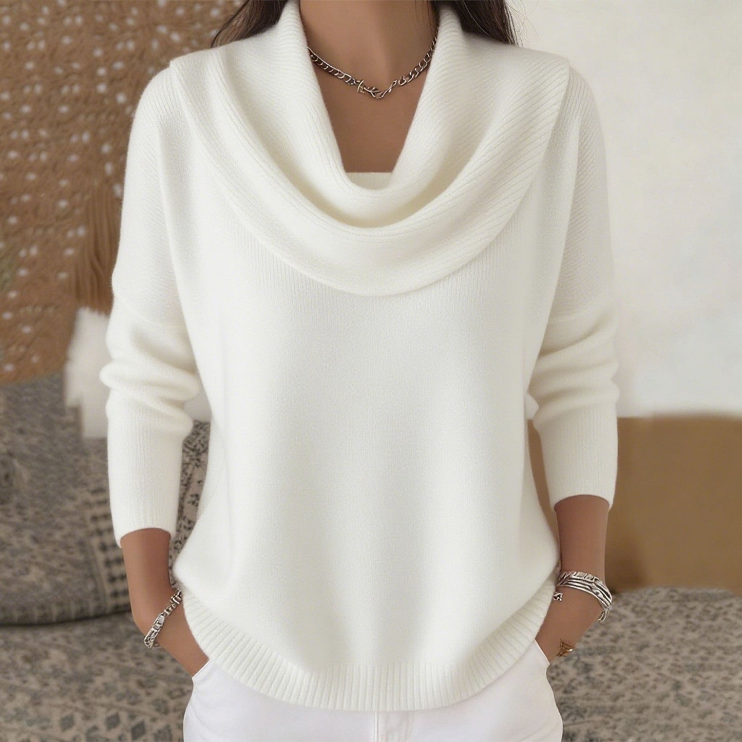 GIOIA™ | Maglione con Collo Drappeggiato