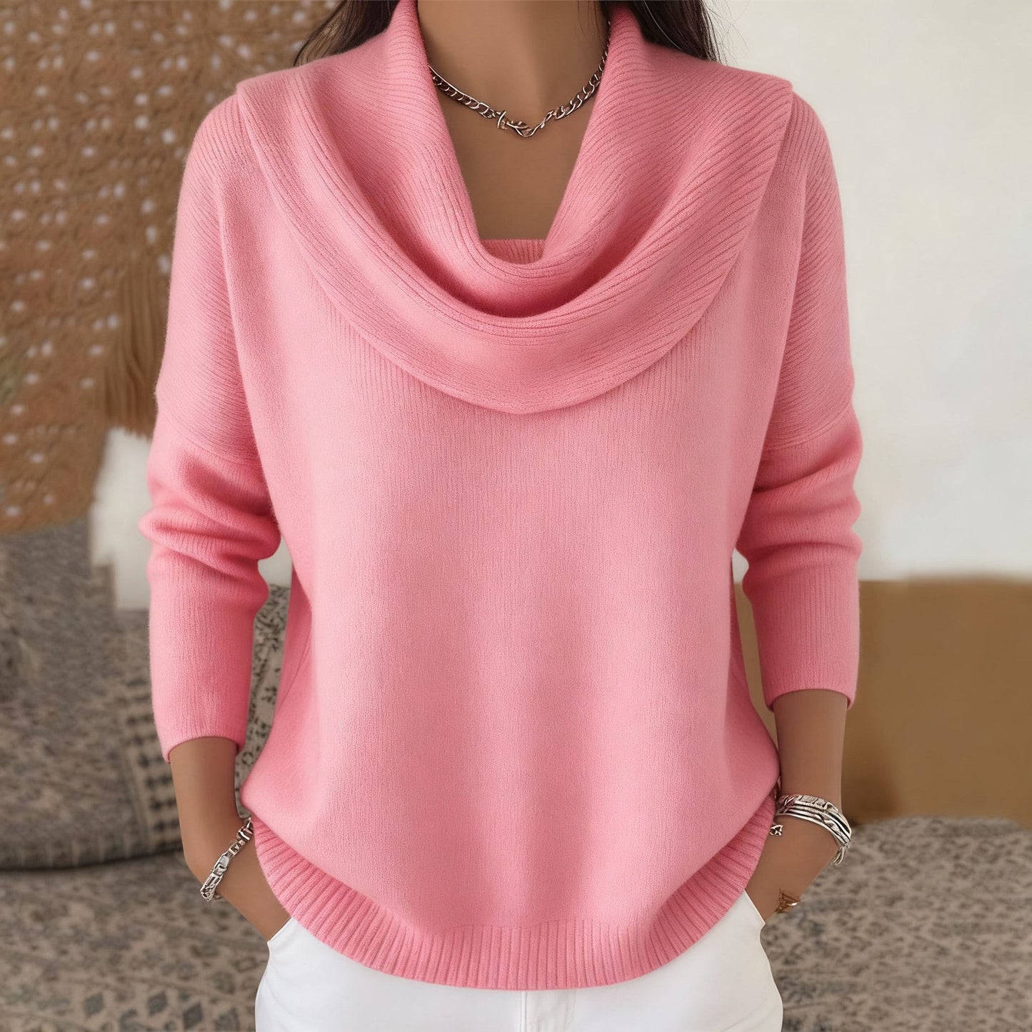 GIOIA™ | Maglione con Collo Drappeggiato
