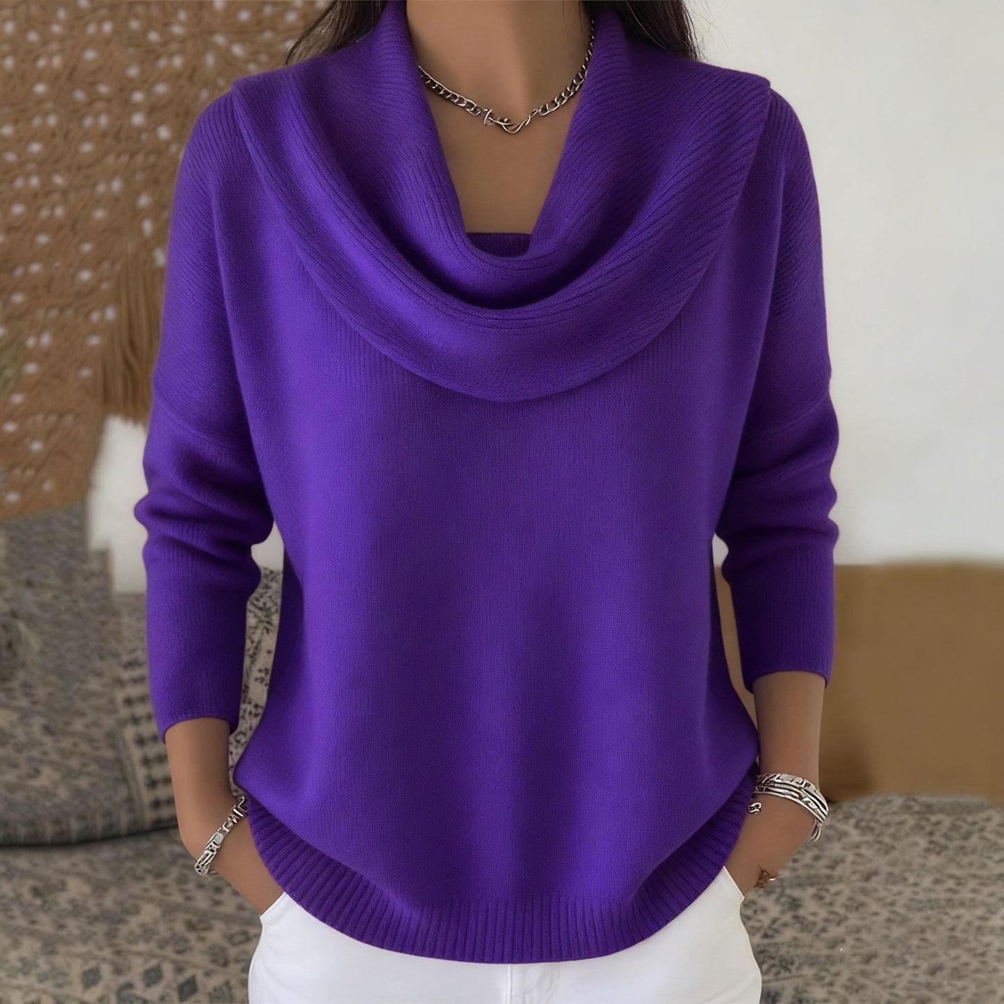 GIOIA™ | Maglione con Collo Drappeggiato