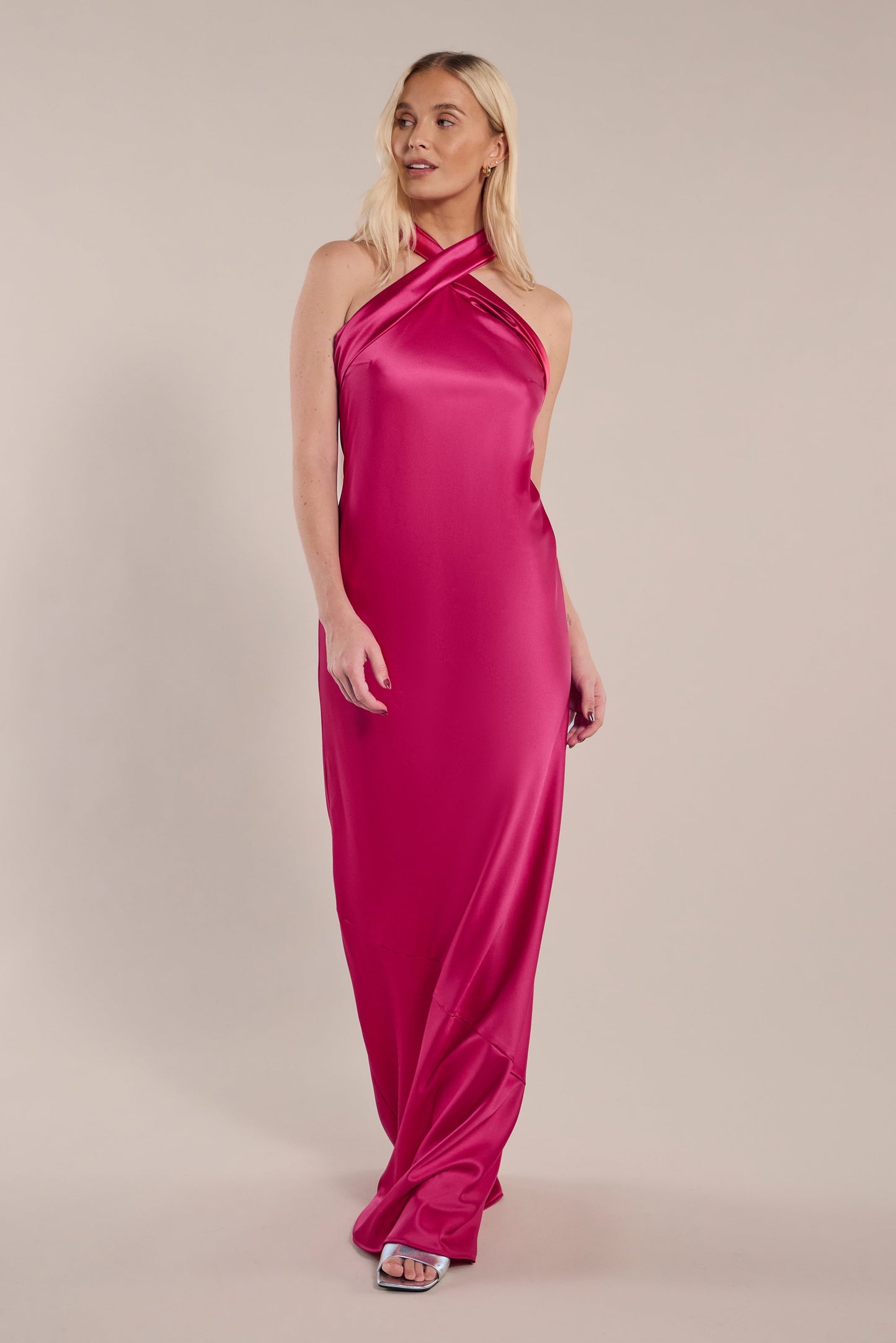 Vestito Roma in raso fucsia