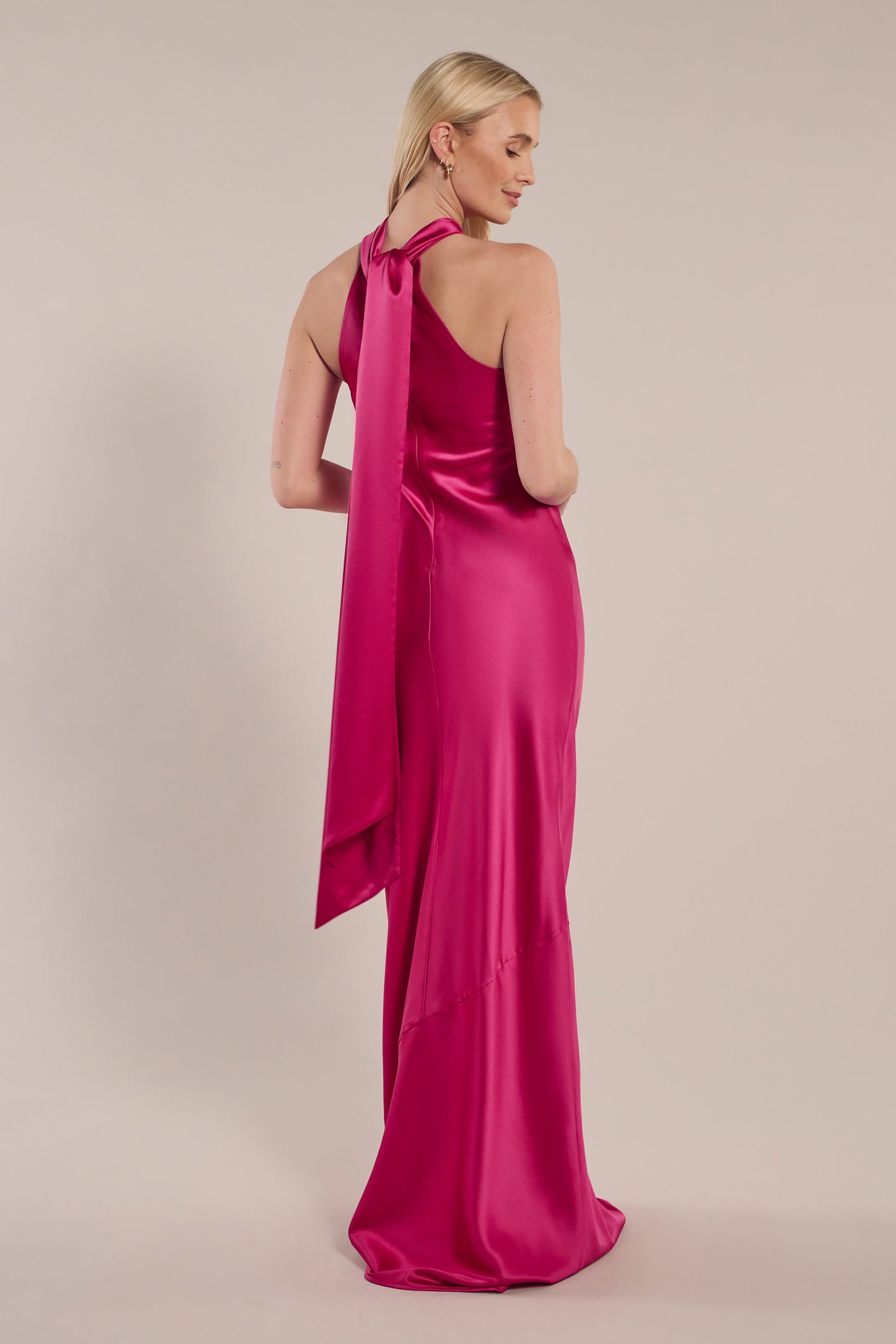 Vestito Roma in raso fucsia