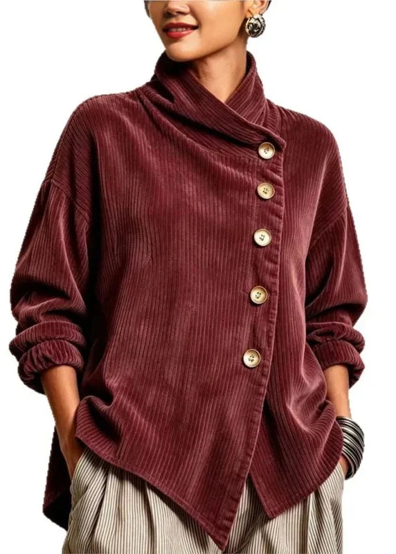 CARLOTTA™ | Camicia in Velluto a Coste con Collo Avvolgente