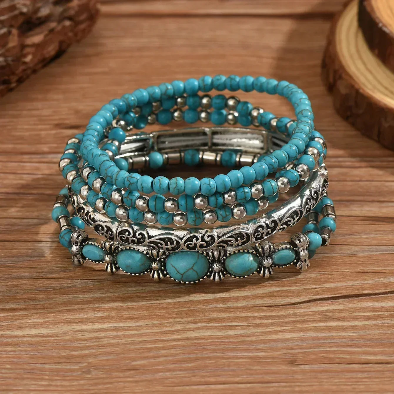 RAIMONDA | Set di Bracciali con Perline Turchesi
