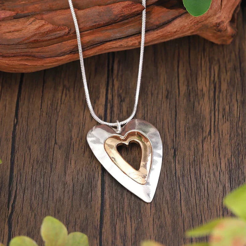 LORIANA | Collana Vintage a Cuore in Argento e Oro