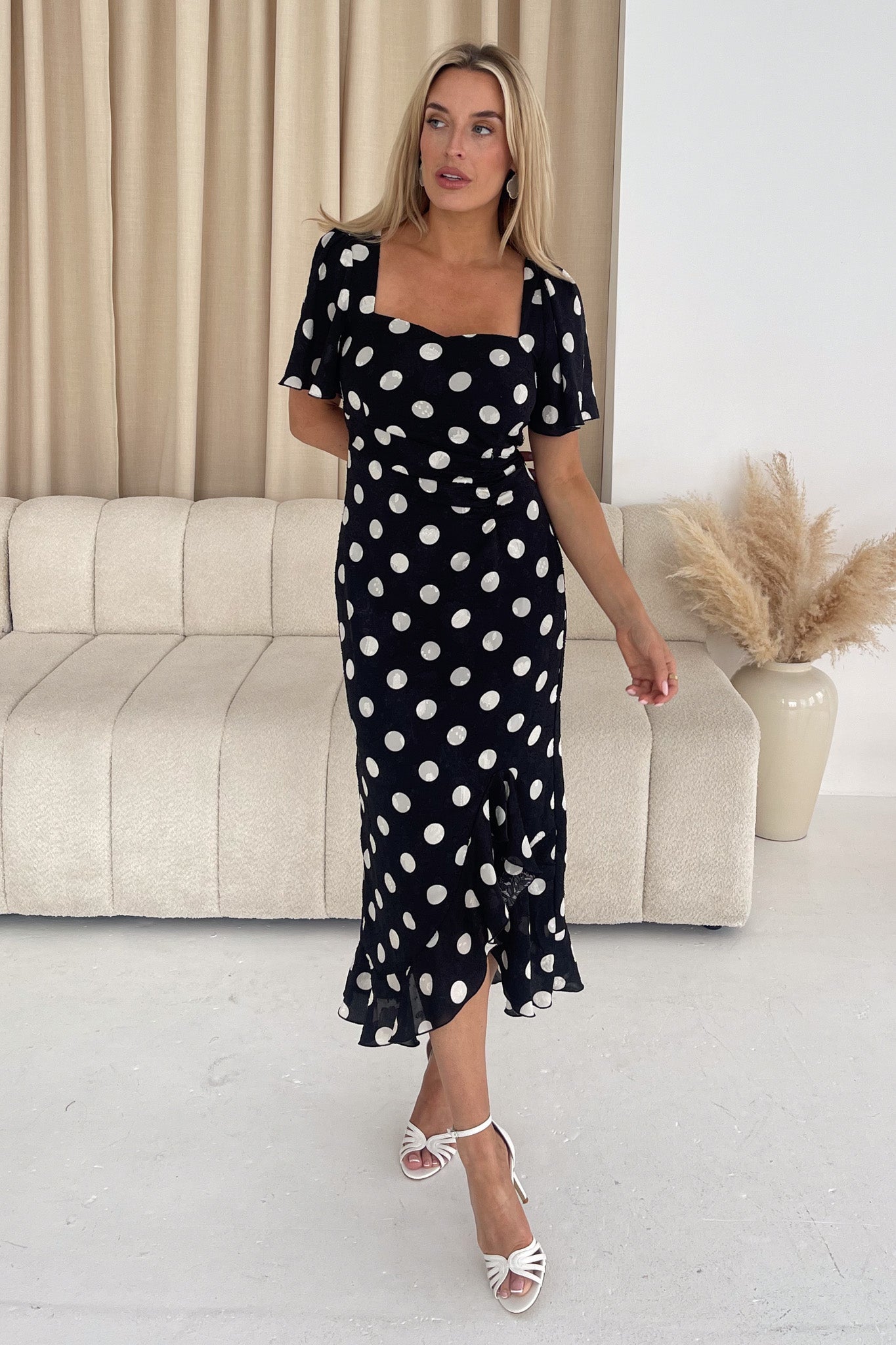 Vestito midi arricciato Heidi Spot Burnout