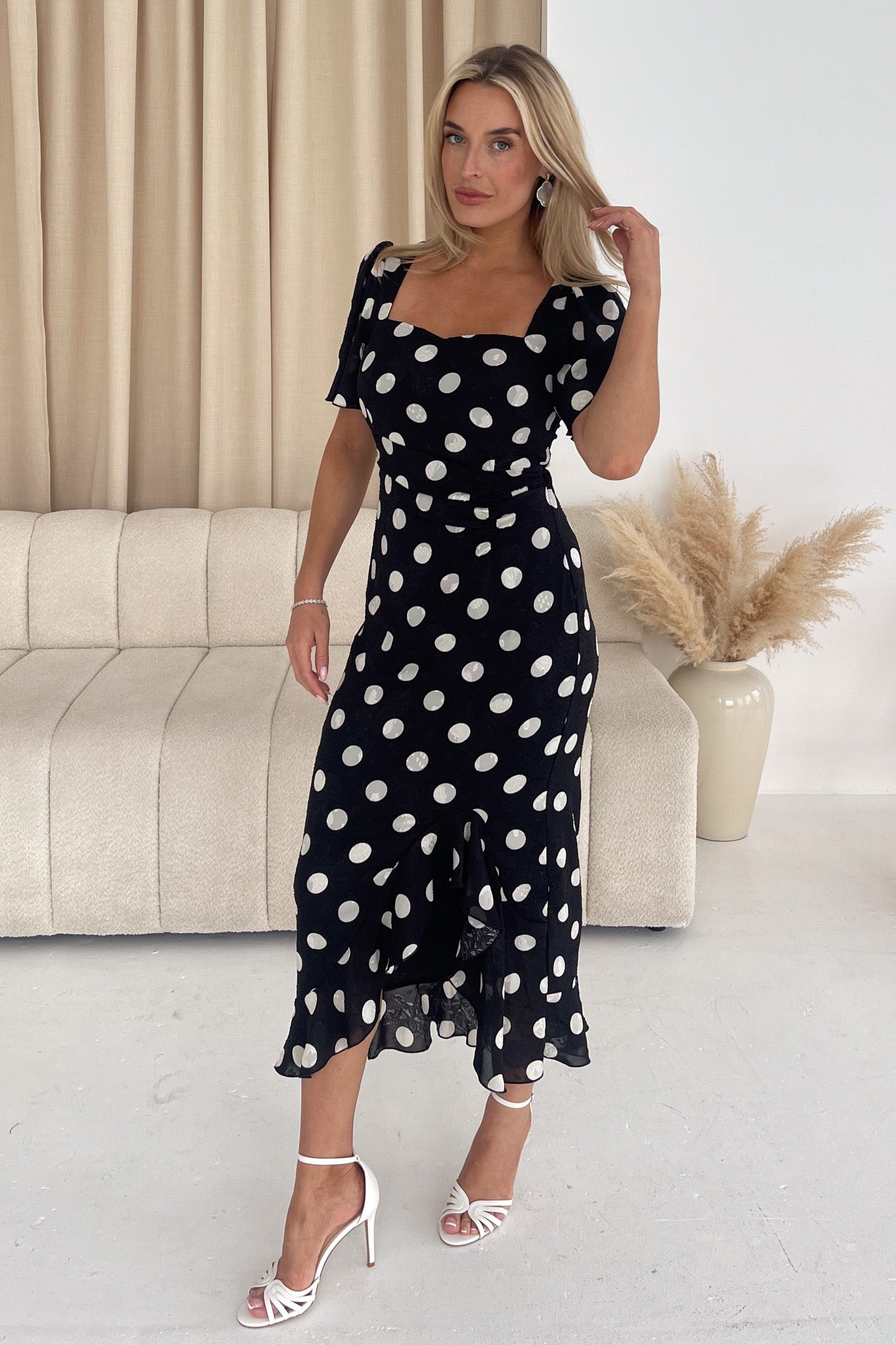 Vestito midi arricciato Heidi Spot Burnout