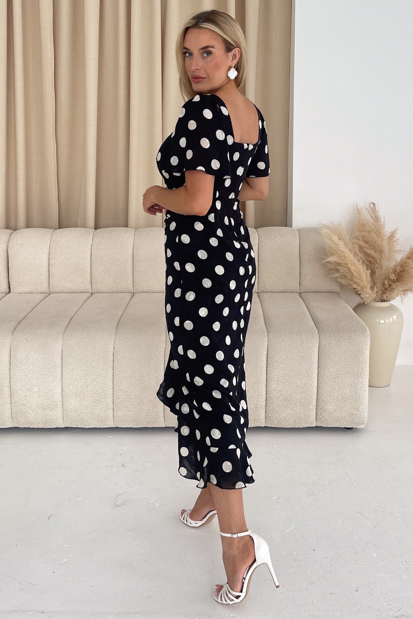 Vestito midi arricciato Heidi Spot Burnout