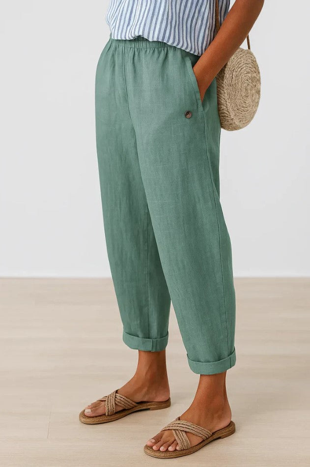 Pantaloni Romina™ in Lino-Cotone Senza Tempo