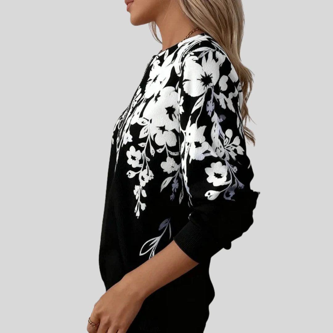 VIRGINIA™ | Felpa con Zip Fiori Grafici