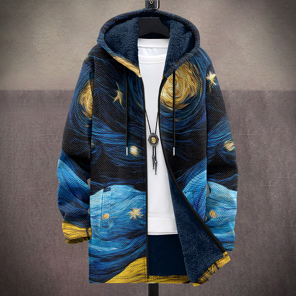 ZELINDA™ | Cardigan con Cappuccio Blu Notte e Oro
