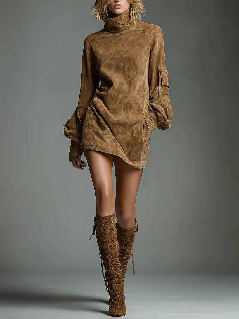 ORSOLA™ | Abito Corto Oversize con Collo Alto