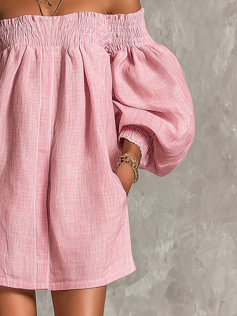 VIOLA™ | Miniabito rosa con maniche a lanterna