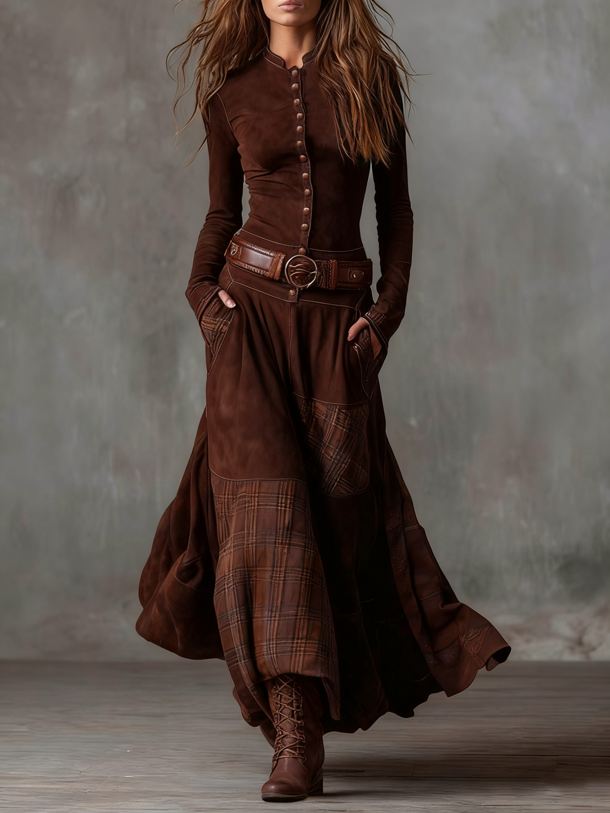FILOMENA™ | Abito Lungo Patchwork con Cintura