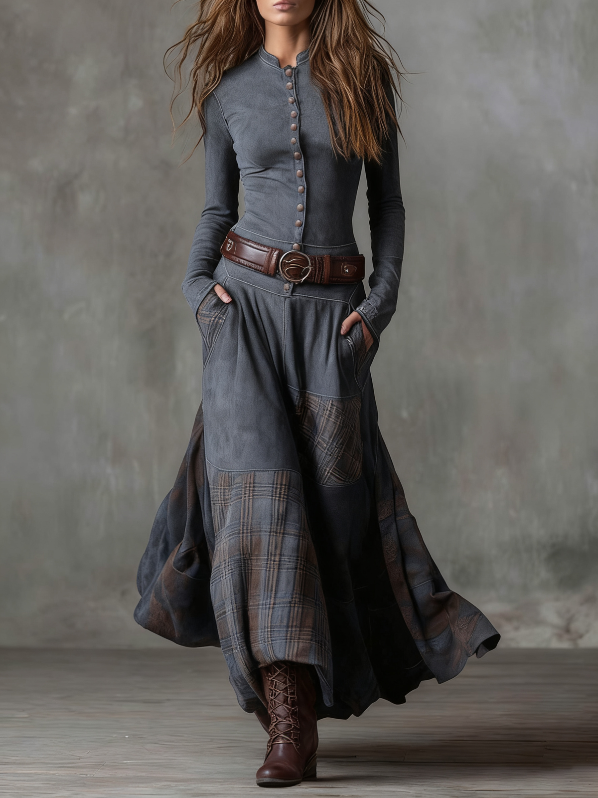FILOMENA™ | Abito Lungo Patchwork con Cintura