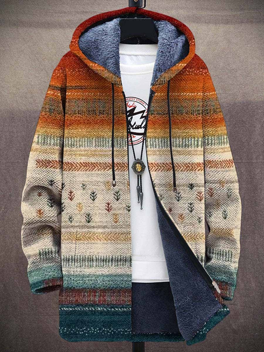ROSALBA™ | Cappotto Cardigan con Cappuccio Arancione e Panna